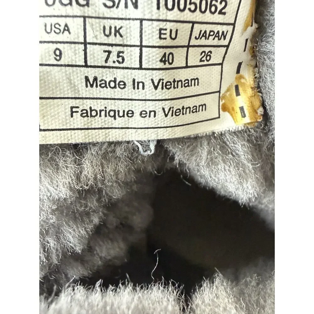 UGG Mini Bailey Bow II Boots Gray Suede Women’s Size 9 Cozy Winter Shoes.